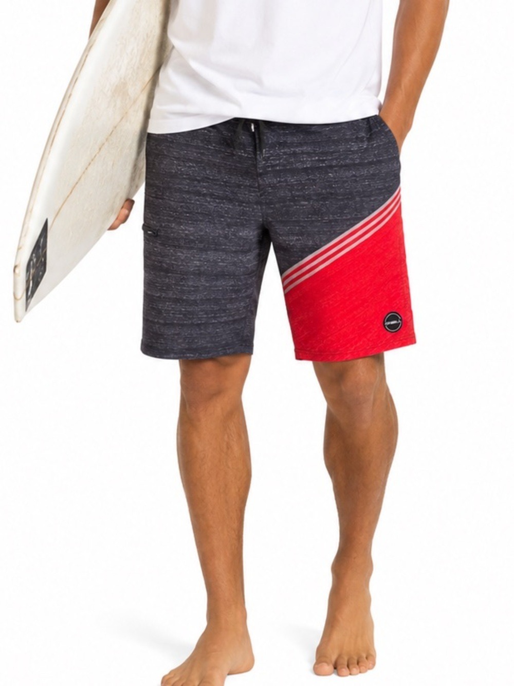 O’Neill Mens Red Grey Cargo Pockets Board Shorts Size 34